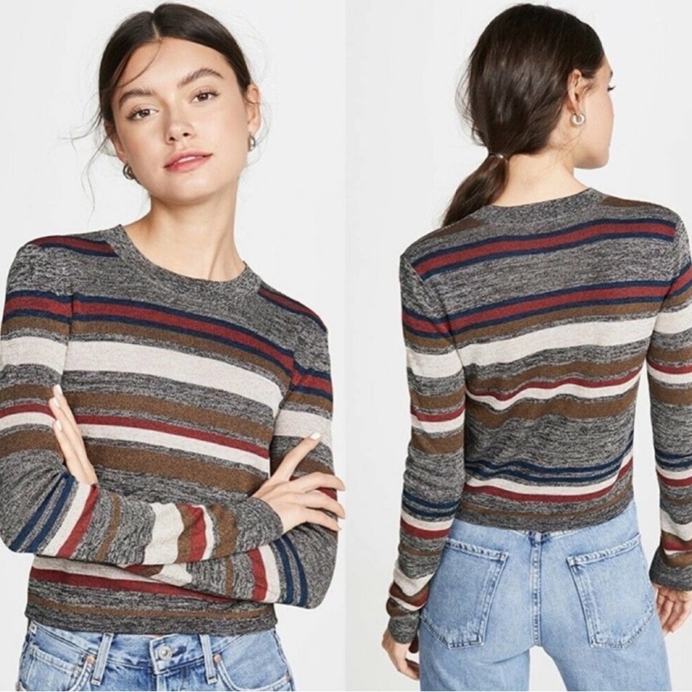 Veronica Beard Multicolor Striped Crew Neck Sweater